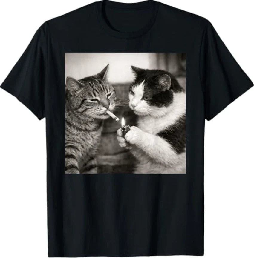 Funny Smoking Cats Meme Humor Art - Adult & Kids T-Shirts, Sweatshirts & Hoodies apparel design preview 1