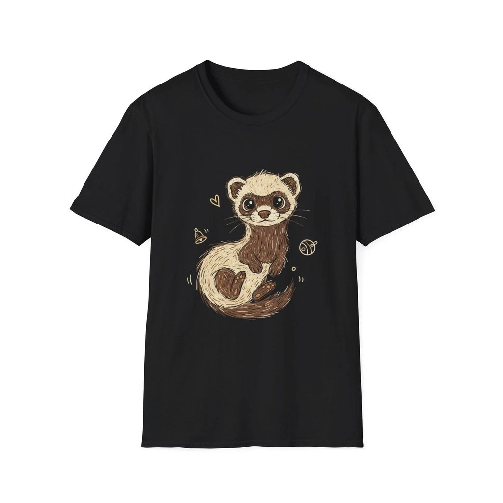 Ferret Cute Hand-Drawn Illustrated Black Kawaii - Adult & Kids T-Shirts, Sweatshirts & Hoodies apparel design preview 1