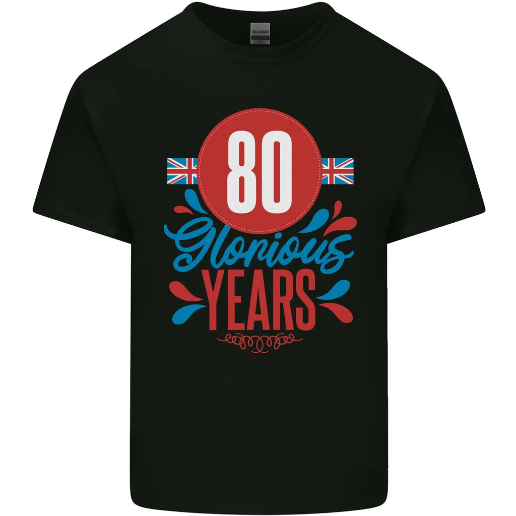Glorious 80 Years 80th Birthday Union Jack Flag Mens - Adult & Kids T-Shirts, Sweatshirts & Hoodies apparel design preview 1