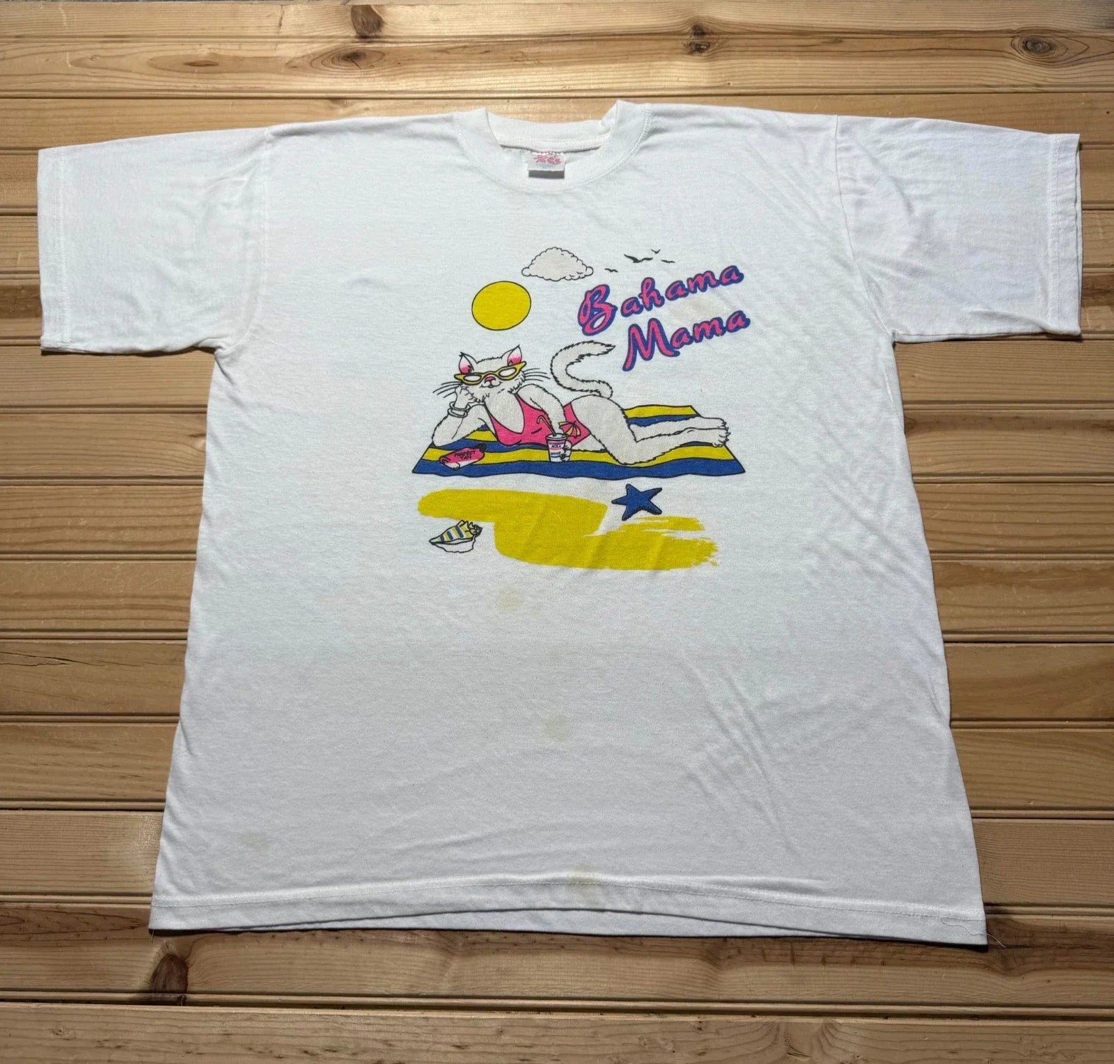 Vintage 90s Bahama Mama Cat Beach Funny Novelty - Adult & Kids T-Shirts, Sweatshirts & Hoodies apparel design preview 1