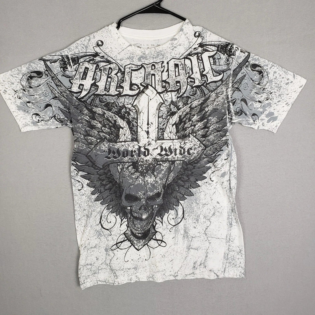 Affliction Archaic Size S Skull Wings Graphic White - Adult & Kids T-Shirts, Sweatshirts & Hoodies apparel design preview 1