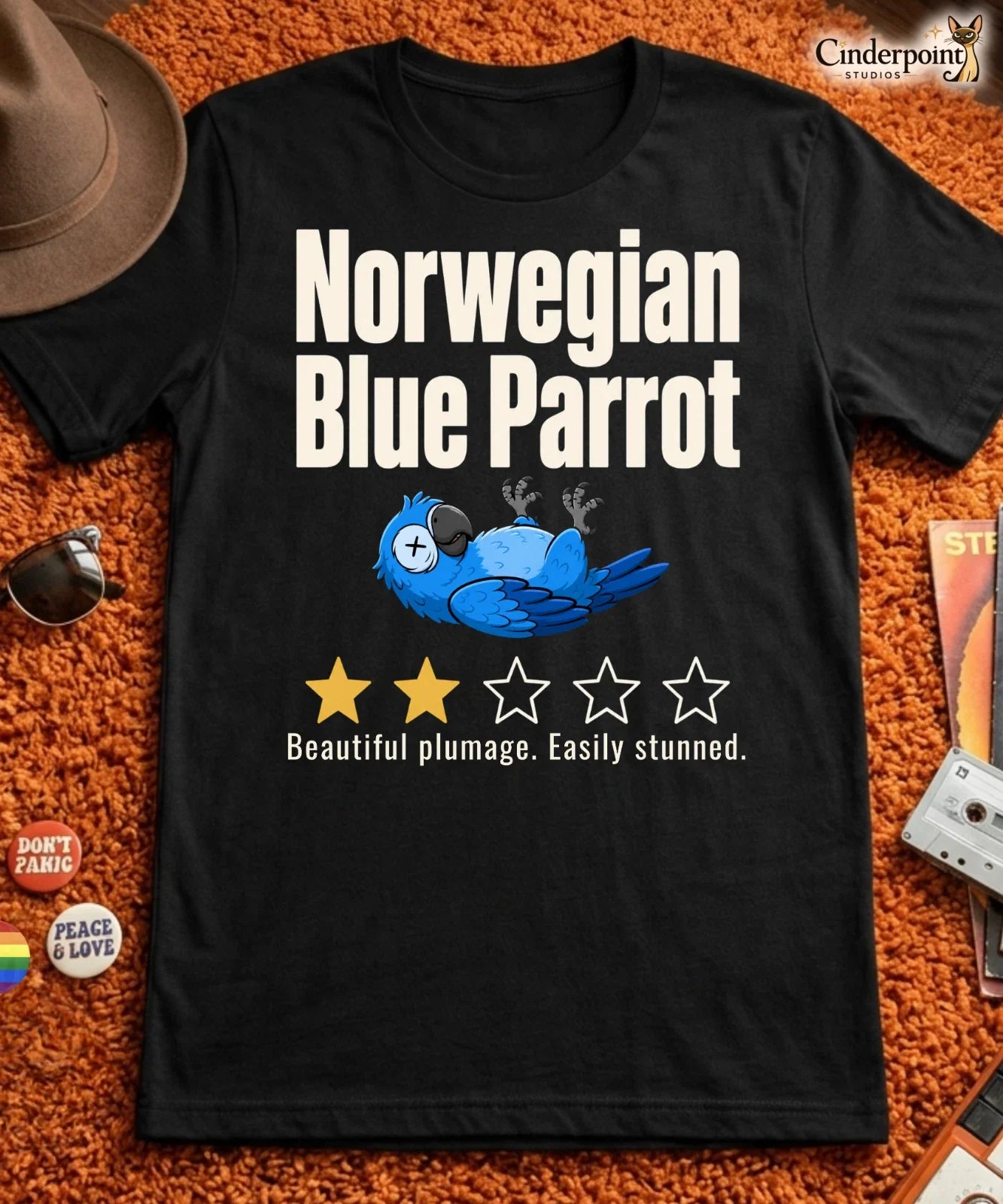 Dead Parrot Review Funny Bird Graphic Retro Humor - Adult & Kids T-Shirts, Sweatshirts & Hoodies apparel design preview 1