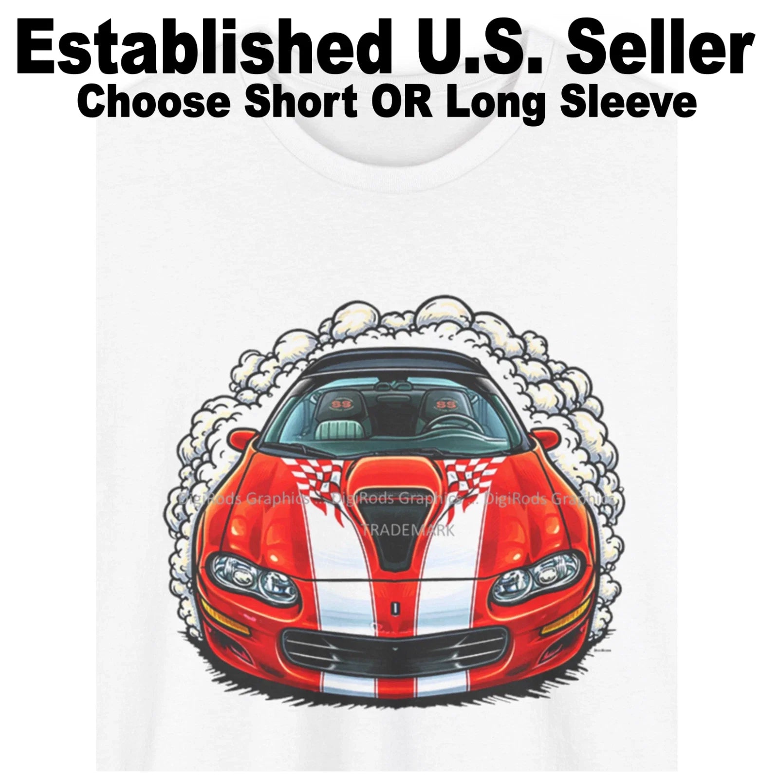 DigiRods Camaro SS Red 35th Anniversary 2002 Model - Adult & Kids T-Shirts, Sweatshirts & Hoodies apparel design preview 1