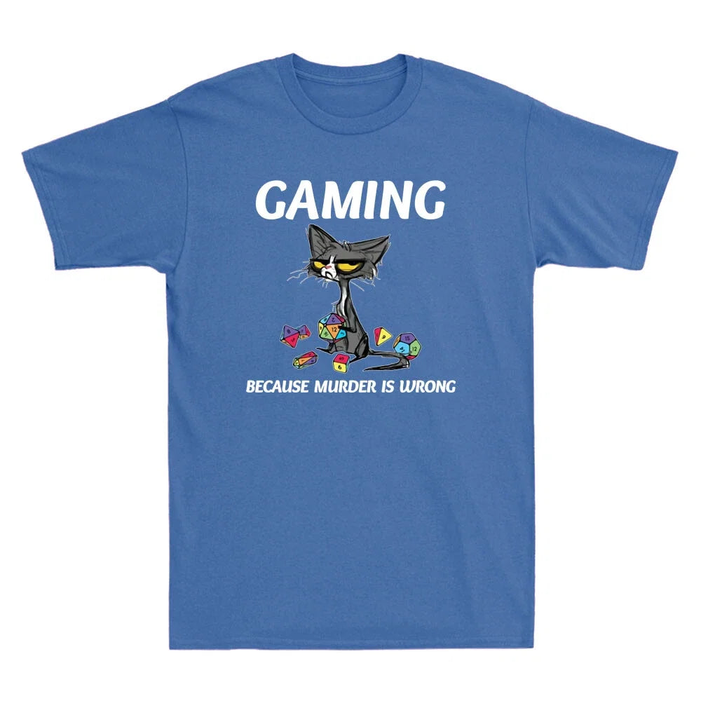 Black Cat Gaming Because Murder Is Wrong Funny Gamer - Adult & Kids T-Shirts, Sweatshirts & Hoodies apparel design preview 1