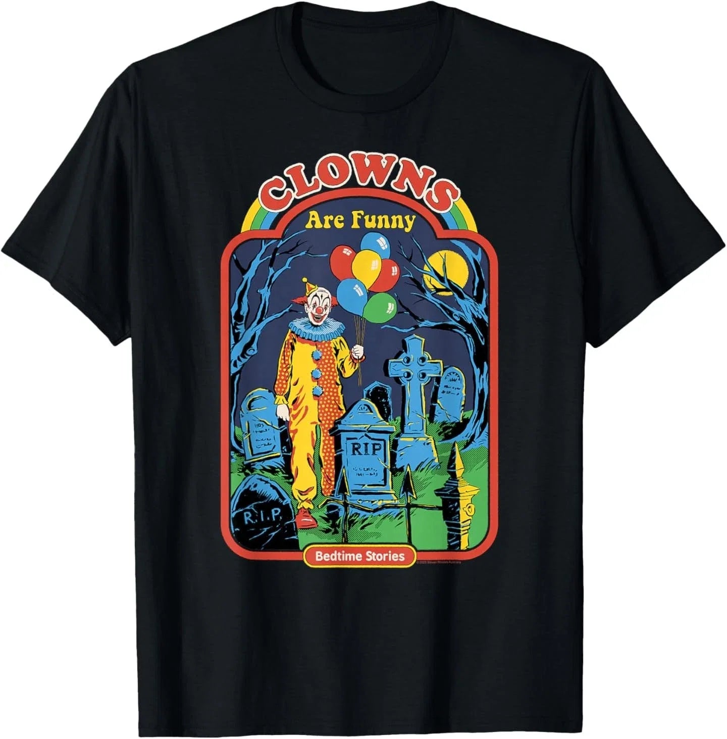 Steven Rhodes Clowns are Funny Graveyard Retro Dark - Adult & Kids T-Shirts, Sweatshirts & Hoodies apparel design preview 1