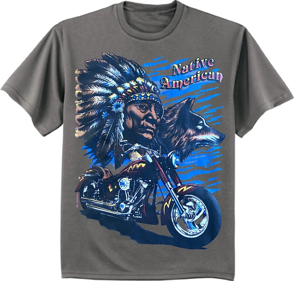 Mens Graphic Native Indian Wolf Motorcycle Biker - Adult & Kids T-Shirts, Sweatshirts & Hoodies apparel design preview 1