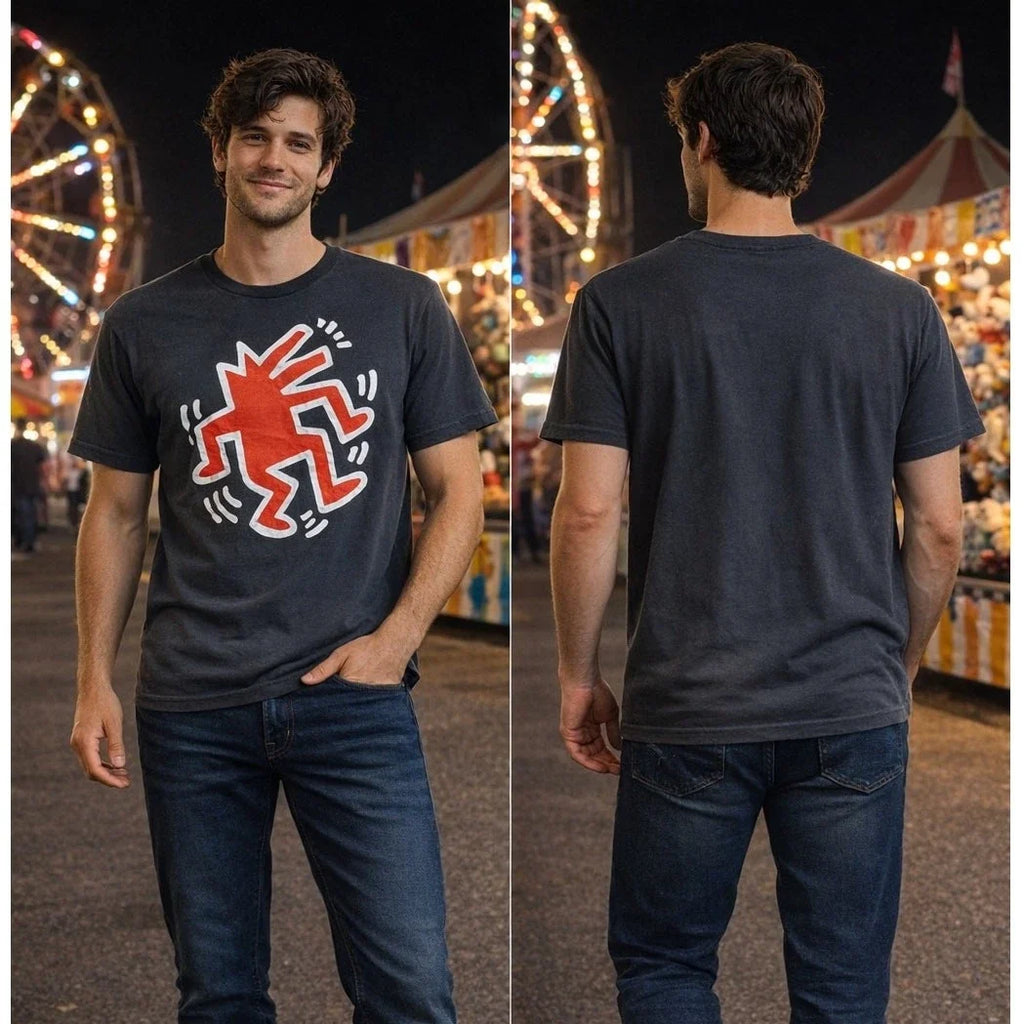 Keith Haring Red Dancing Dog Black Men's Medium 38-40 - Adult & Kids T-Shirts, Sweatshirts & Hoodies apparel design preview 1