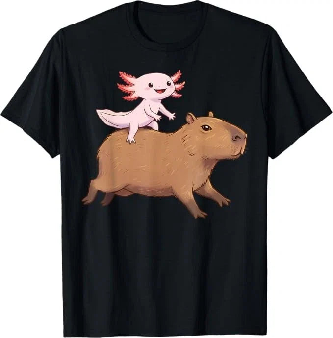 Funny Kawaii Axolotl and Capybara Lover Kids Girls - Adult & Kids T-Shirts, Sweatshirts & Hoodies apparel design preview 1