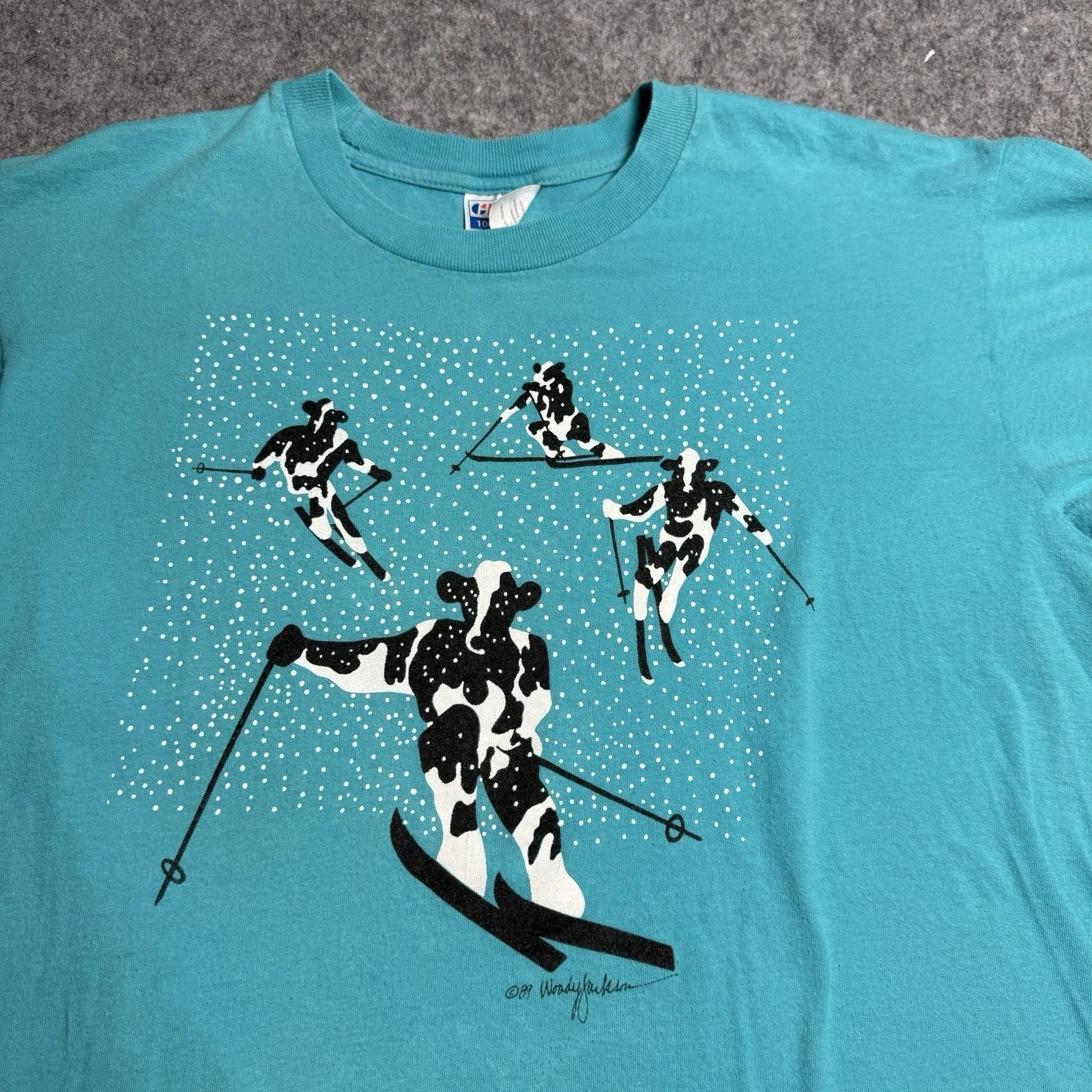 Vintage 80s Woody Jackson Ski Cow - Adult & Kids T-Shirts, Sweatshirts & Hoodies apparel design preview 1