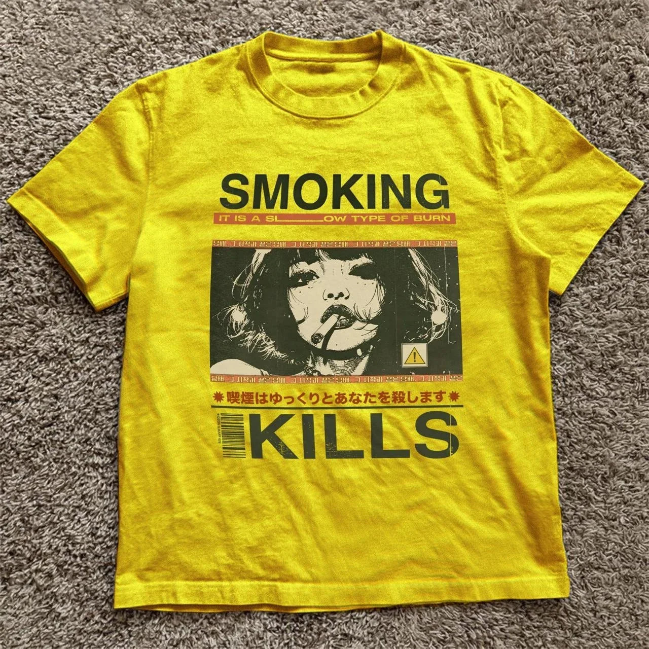 Yellow Smoking Kills anime girl - Adult & Kids T-Shirts, Sweatshirts & Hoodies apparel design preview 1