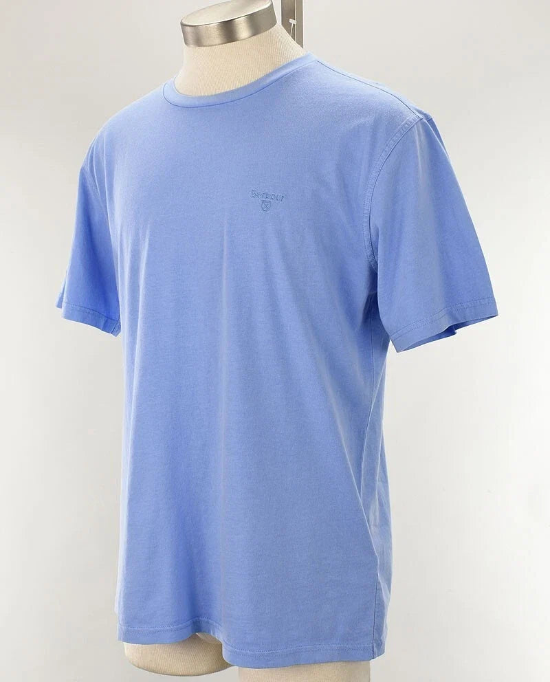 BARBOUR Mens Sky Blue Garment Dyed Cotton Crew Neck - Adult & Kids T-Shirts, Sweatshirts & Hoodies apparel design preview 1