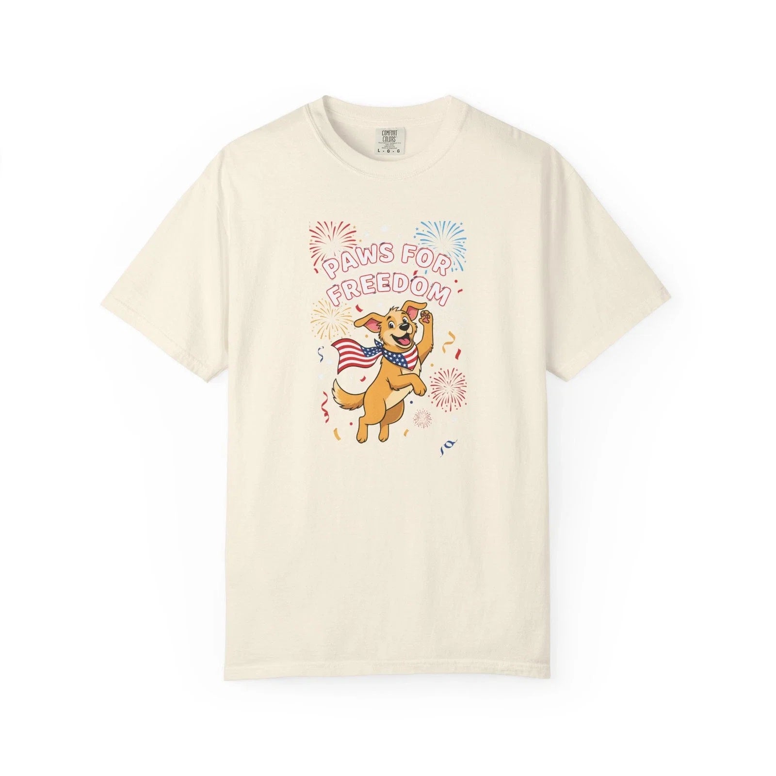 Paws for Freedom dog illustration Patriotic - Adult & Kids T-Shirts, Sweatshirts & Hoodies apparel design preview 1
