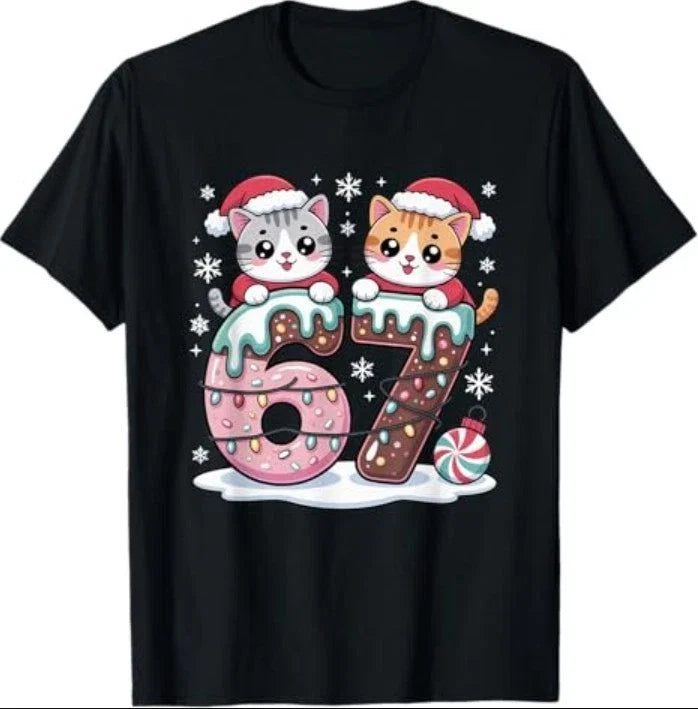67 Funny Meme Kawaii Cats Christmas Ice Cream Drip 6 - Adult & Kids T-Shirts, Sweatshirts & Hoodies apparel design preview 1