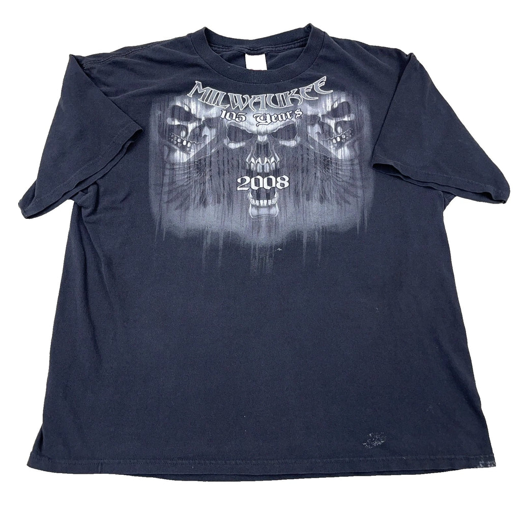 Vintage Y2K Biker Men XL Black Faded Skull Wings - Adult & Kids T-Shirts, Sweatshirts & Hoodies apparel design preview 1