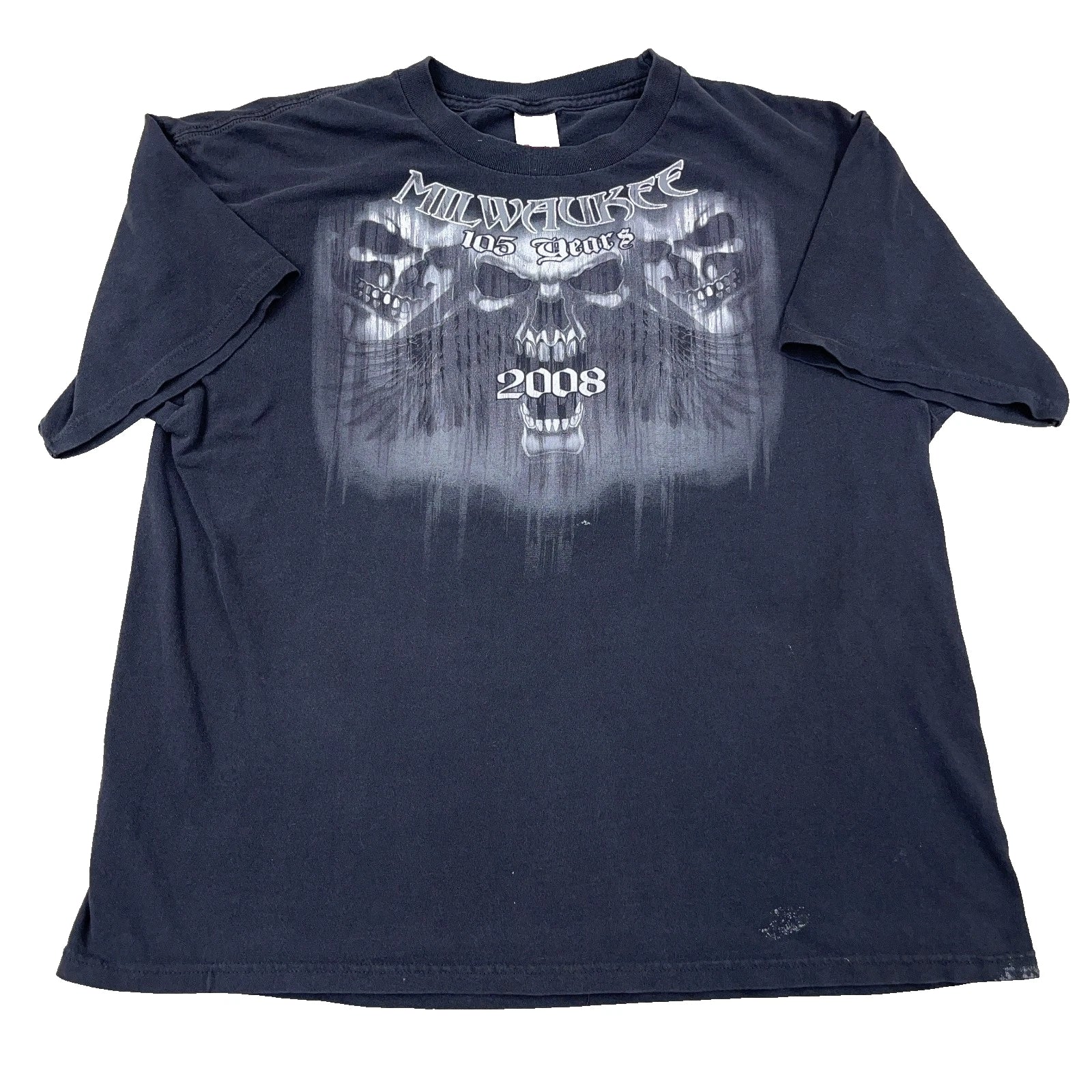 Vintage Y2K Biker Men XL Black Faded Skull Wings - Adult & Kids T-Shirts, Sweatshirts & Hoodies apparel design preview 1