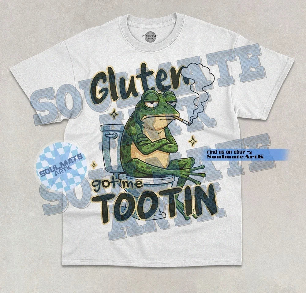Gluten Got Me Tootin Funny Frog Meme Joke Hilarious - Adult & Kids T-Shirts, Sweatshirts & Hoodies apparel design preview 1