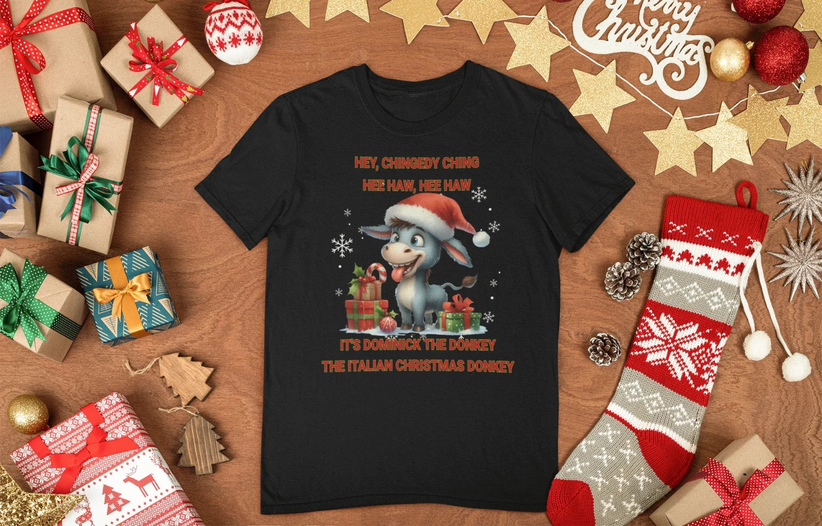 Funny Christmas Italian Donkey Dominick The - Adult & Kids T-Shirts, Sweatshirts & Hoodies apparel design preview 1