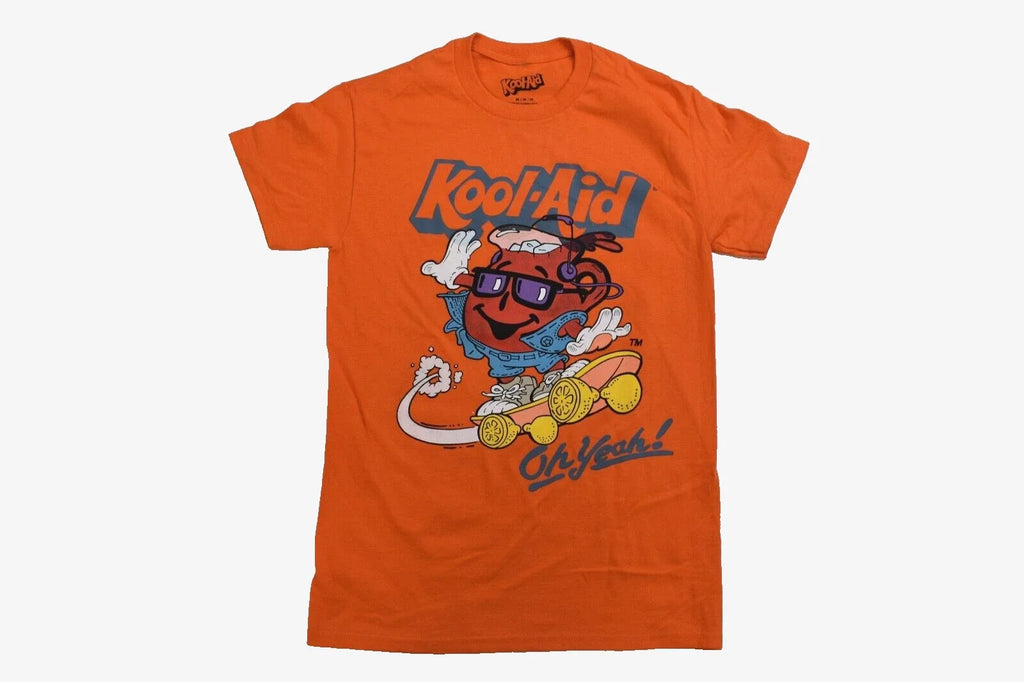 Kool-Aid Mens Man on Skateboard Oh Yeah! Funny Orange - Adult & Kids T-Shirts, Sweatshirts & Hoodies apparel design preview 1