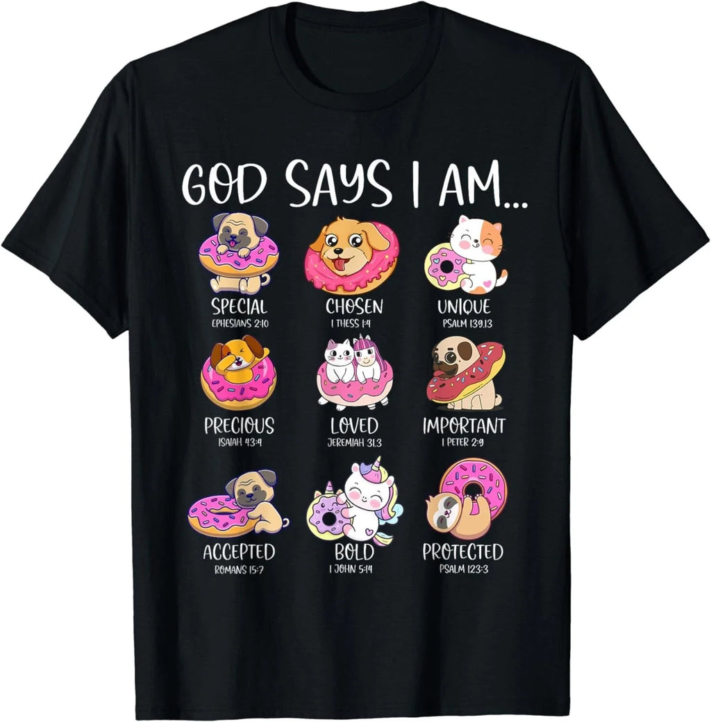 God Say I Am Lover Cute Kawaii Pets and Donuts Easter - Adult & Kids T-Shirts, Sweatshirts & Hoodies apparel design preview 1