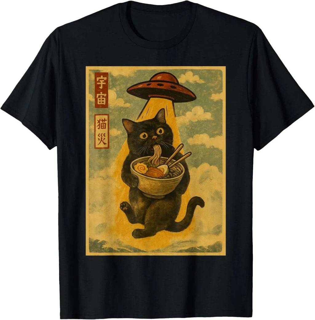 Funny Cat Ramen UFO Japanese Anime for Men Women - Adult & Kids T-Shirts, Sweatshirts & Hoodies apparel design preview 1