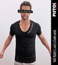 Pistol Boutique Men's Black Deep Neck V Fitted Cotton - Adult & Kids T-Shirts, Sweatshirts & Hoodies apparel design preview 1
