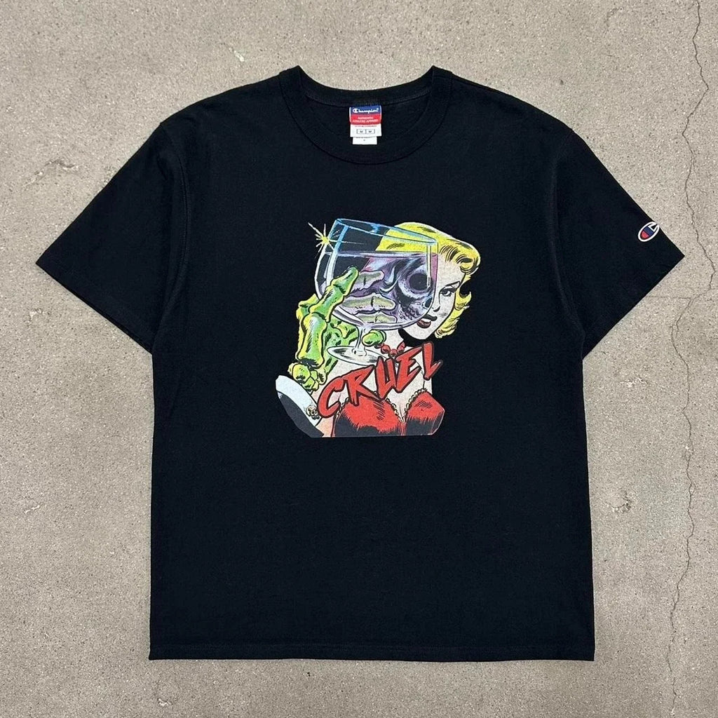 Y2K Grunge Skull Cruel - Adult & Kids T-Shirts, Sweatshirts & Hoodies apparel design preview 1