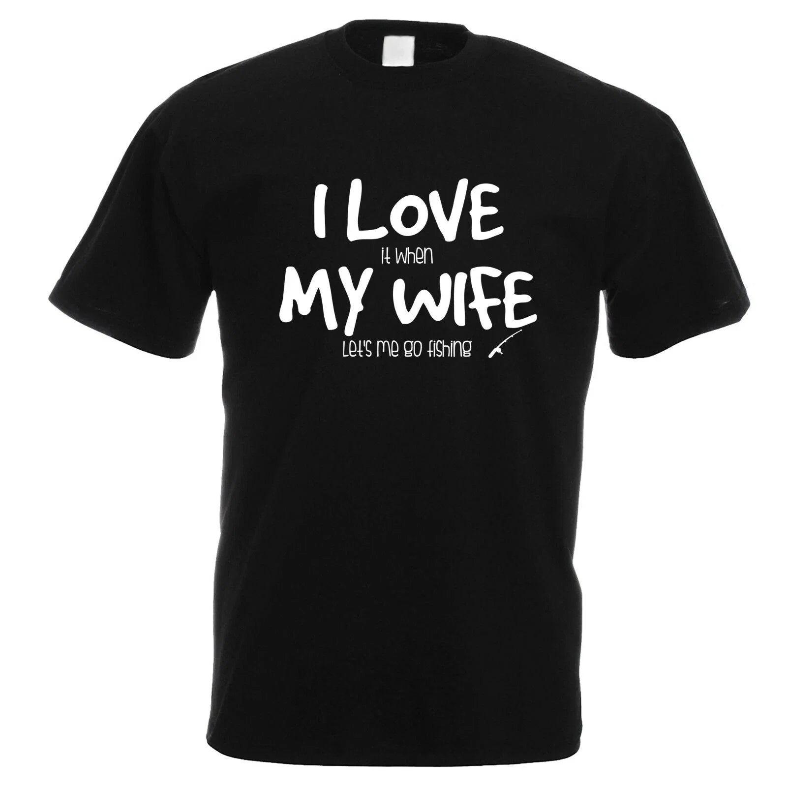 I Love My Wife Fishing Design Joke Mens Black XTSN293 - Adult & Kids T-Shirts, Sweatshirts & Hoodies apparel design preview 1