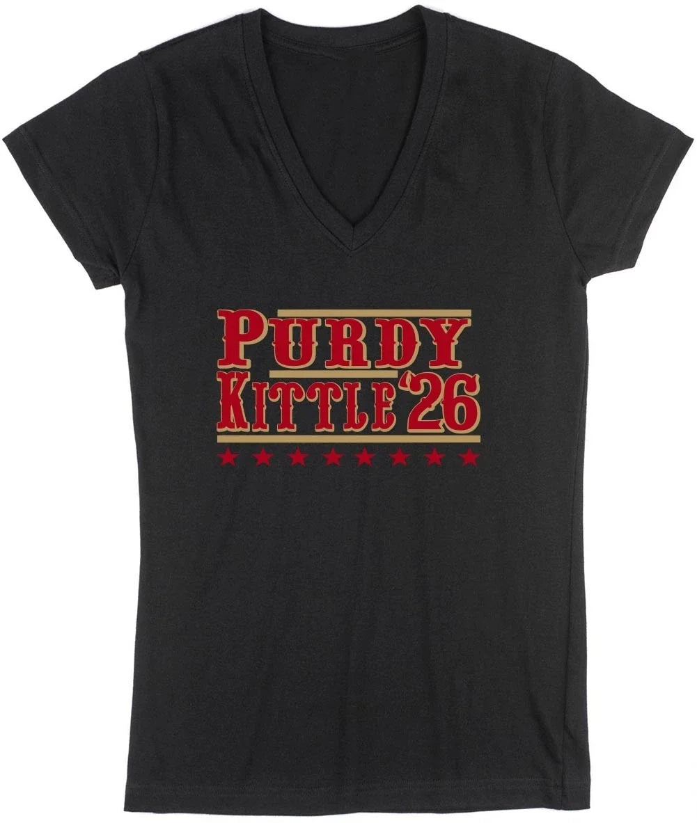 Brock Purdy George Kittle 2026 49ers LADIES V-Neck - Adult & Kids T-Shirts, Sweatshirts & Hoodies apparel design preview 1