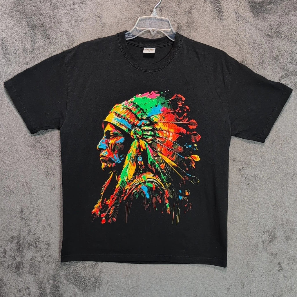 Indian Chief Adult Extra Large Black Graphic Pop Art - Adult & Kids T-Shirts, Sweatshirts & Hoodies apparel design preview 1