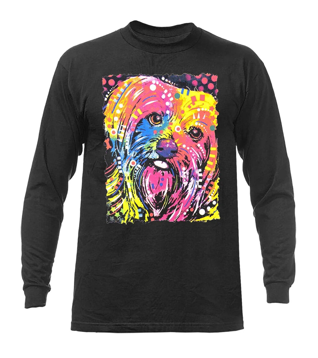 Pop Art Yorkie Dog Neon Rainbow Face - Adult & Kids T-Shirts, Sweatshirts & Hoodies apparel design preview 1