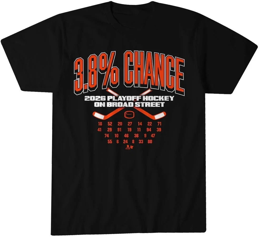 Philadelphia Flyers 3.8% Chance 2026 Playoff Hockey - Adult & Kids T-Shirts, Sweatshirts & Hoodies apparel design preview 1