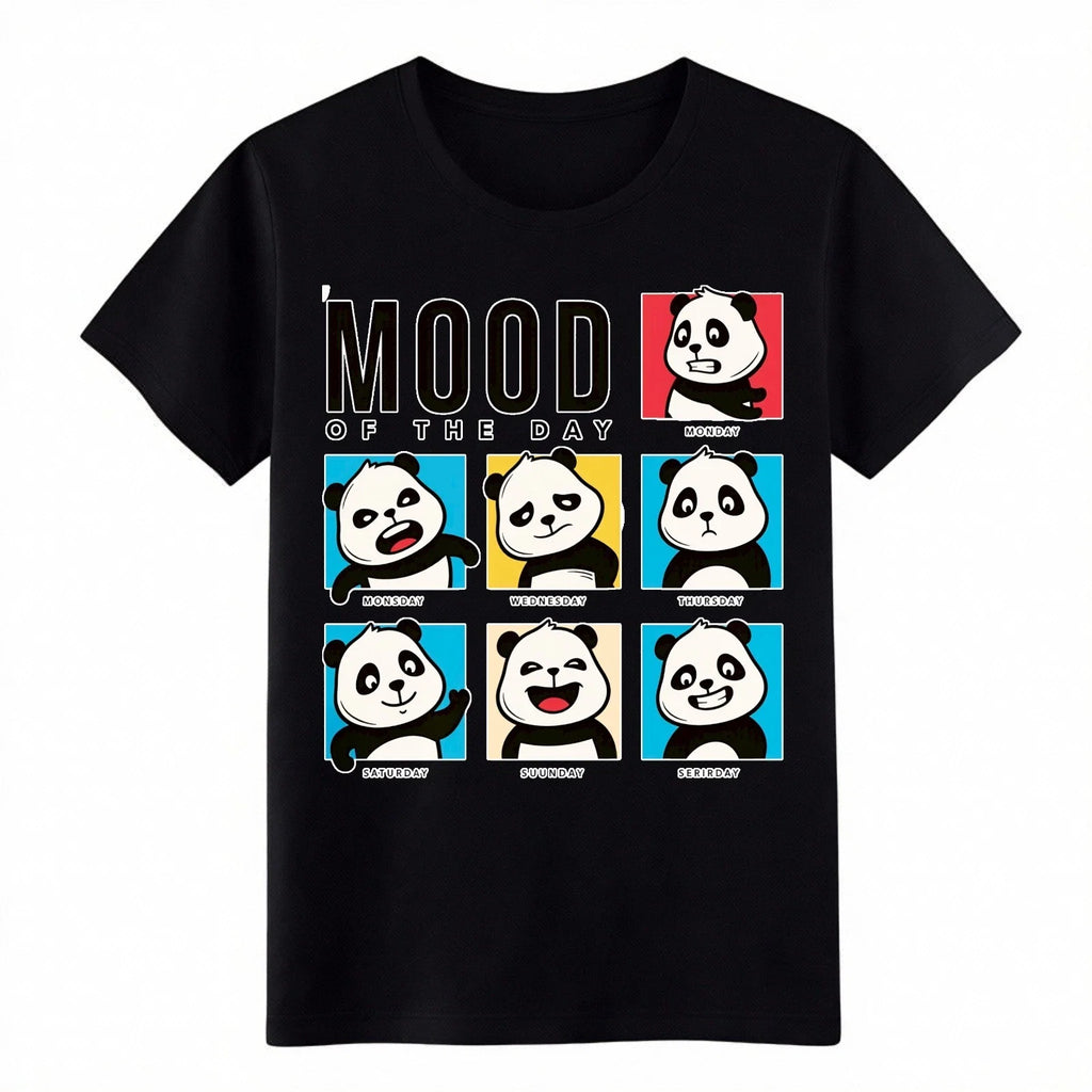 "Mood of the Day" Funny Panda Weekday Humor Graphic - Adult & Kids T-Shirts, Sweatshirts & Hoodies apparel design preview 1