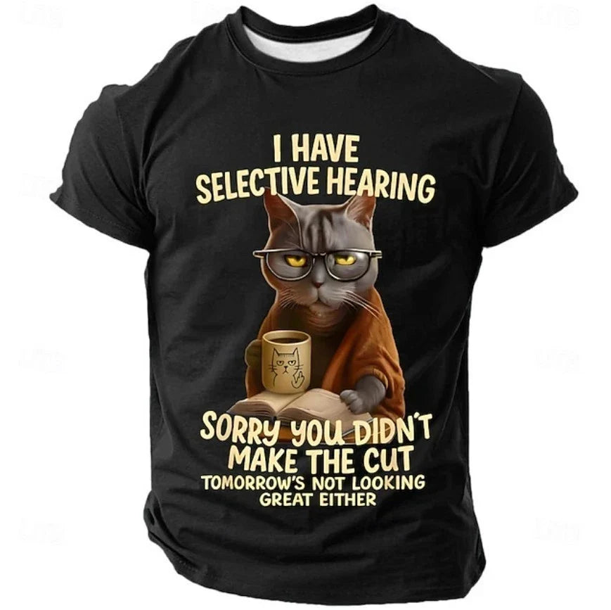 Mens Graphic Funny Sarcastic Cat 'Selective Hearing' - Adult & Kids T-Shirts, Sweatshirts & Hoodies apparel design preview 1