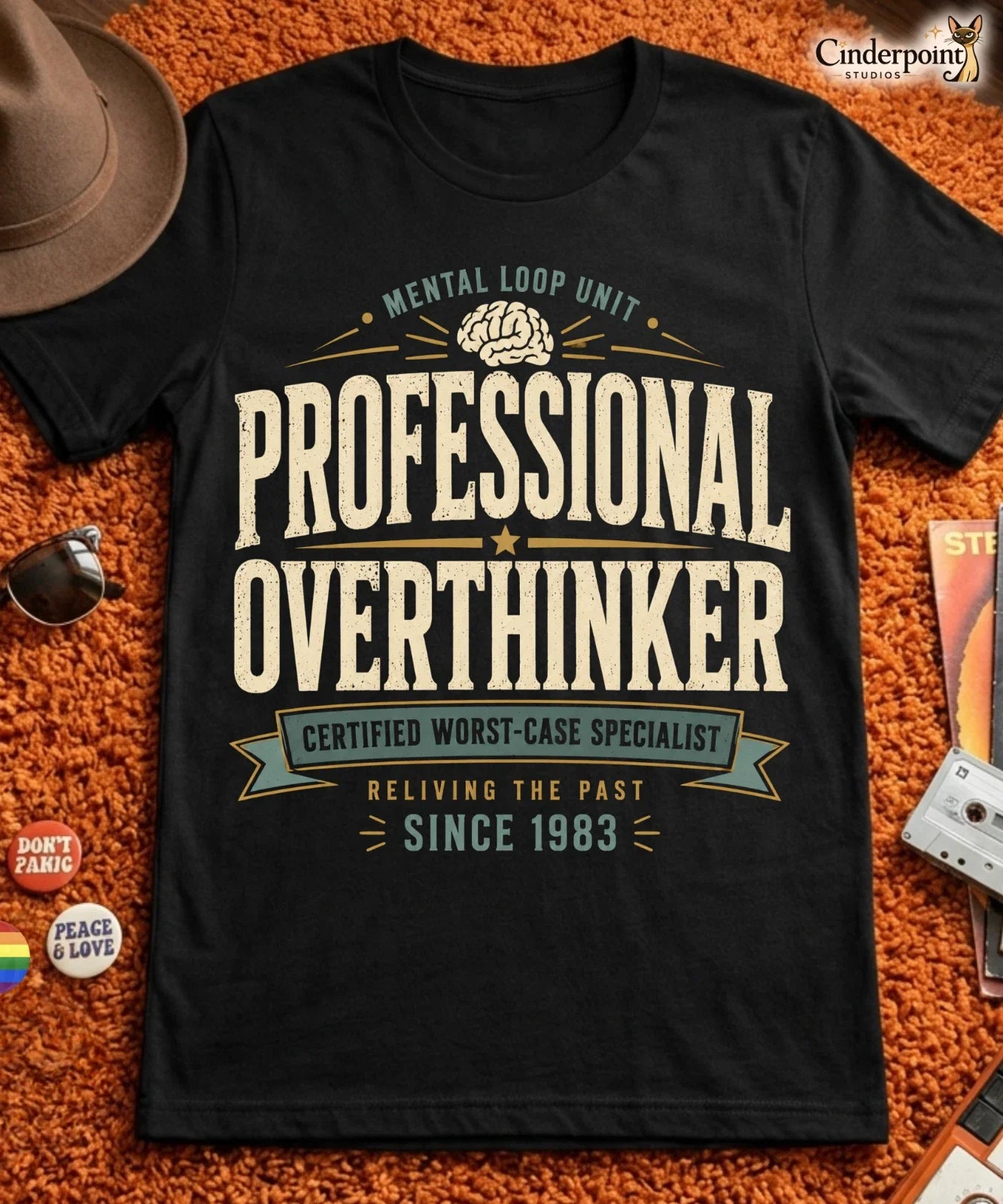 Professional Overthinker Funny Anxiety Intrusive - Adult & Kids T-Shirts, Sweatshirts & Hoodies apparel design preview 1