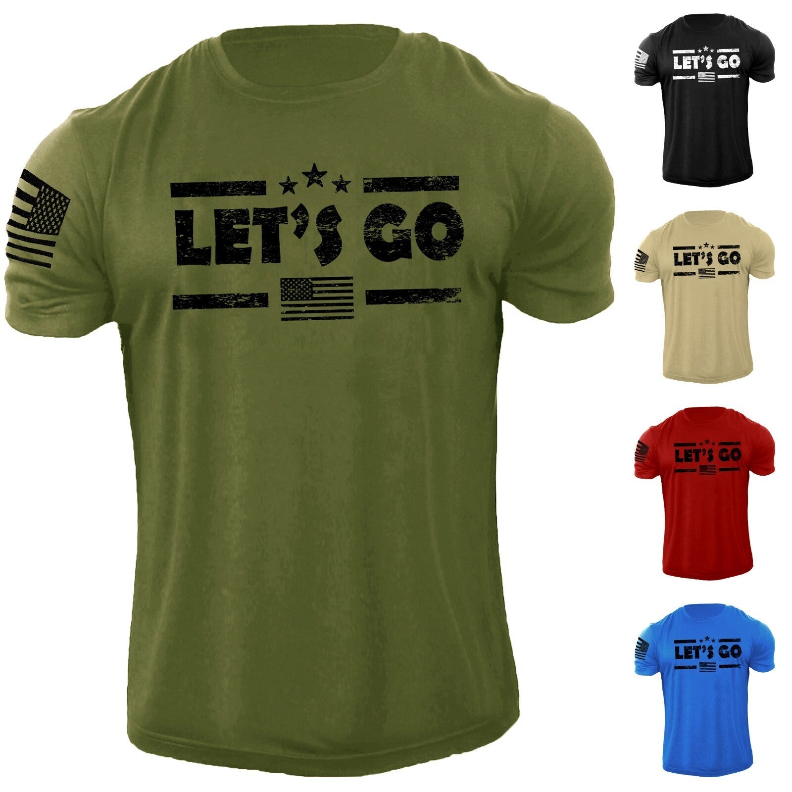 Lets Go USA American Flag Patriotic Distressed - Adult & Kids T-Shirts, Sweatshirts & Hoodies apparel design preview 1