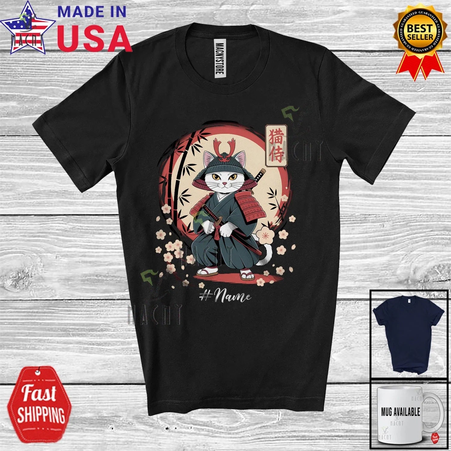 Custom Name Japanese Cat Tattoo; Lovely Kawaii - Adult & Kids T-Shirts, Sweatshirts & Hoodies apparel design preview 1