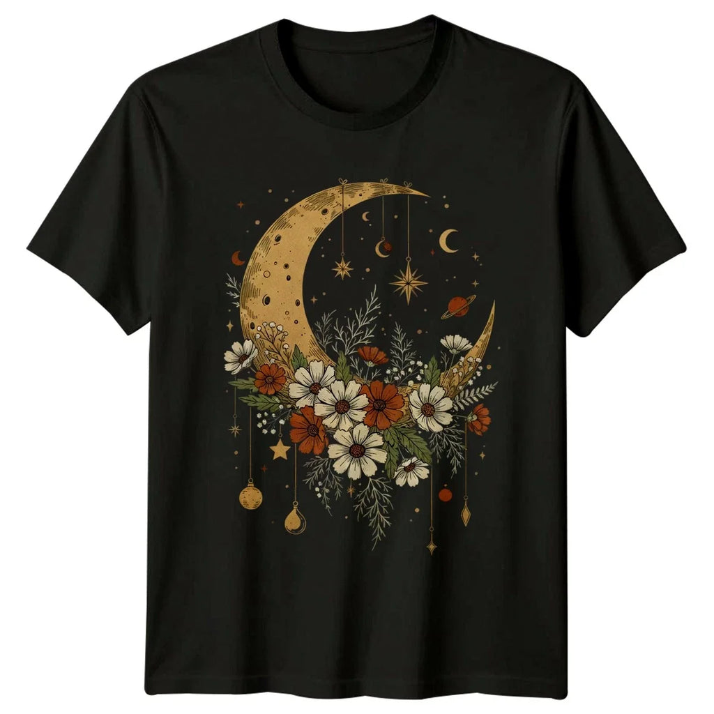 Mystical Celestial Moon Floral Art Boho Birthday Gift - Adult & Kids T-Shirts, Sweatshirts & Hoodies apparel design preview 1
