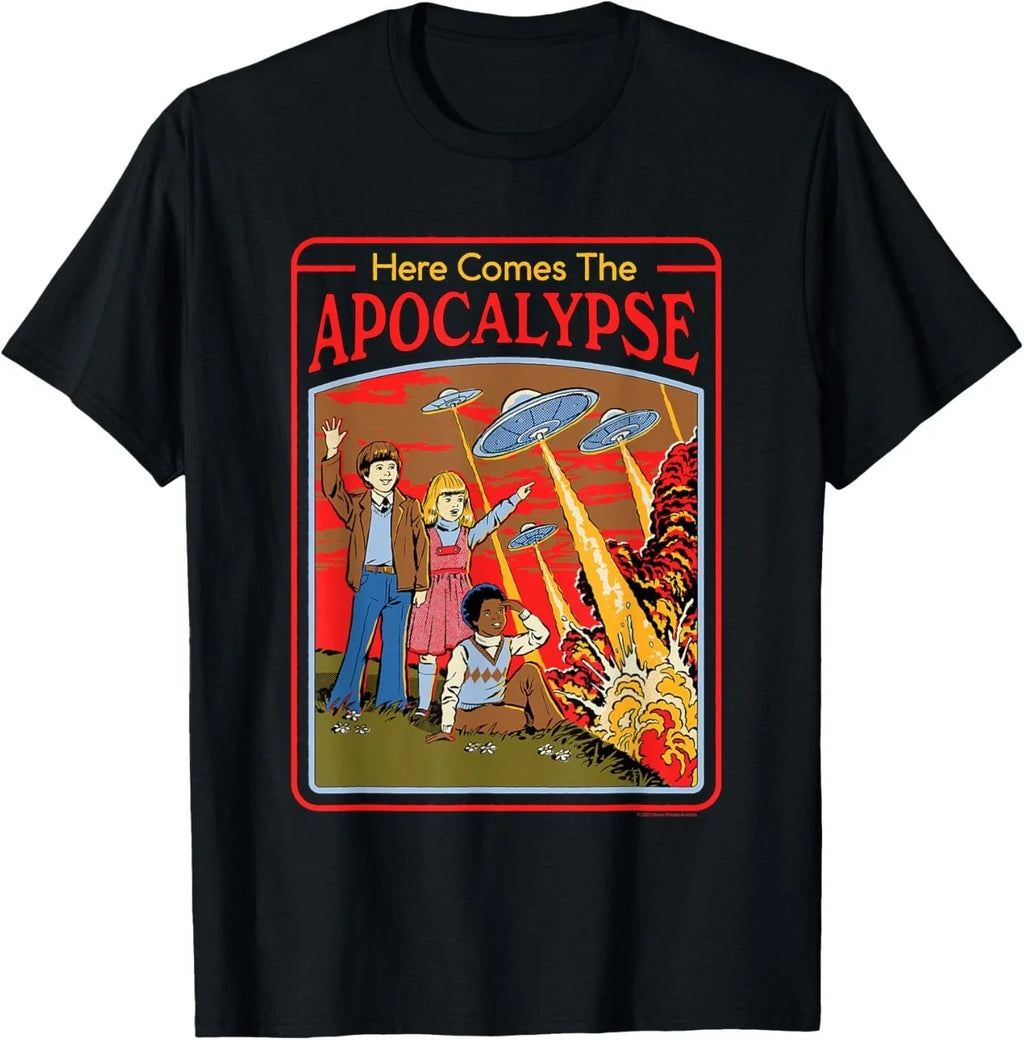 Steven Rhodes Here Comes The UFO Apocalypse Retro - Adult & Kids T-Shirts, Sweatshirts & Hoodies apparel design preview 1