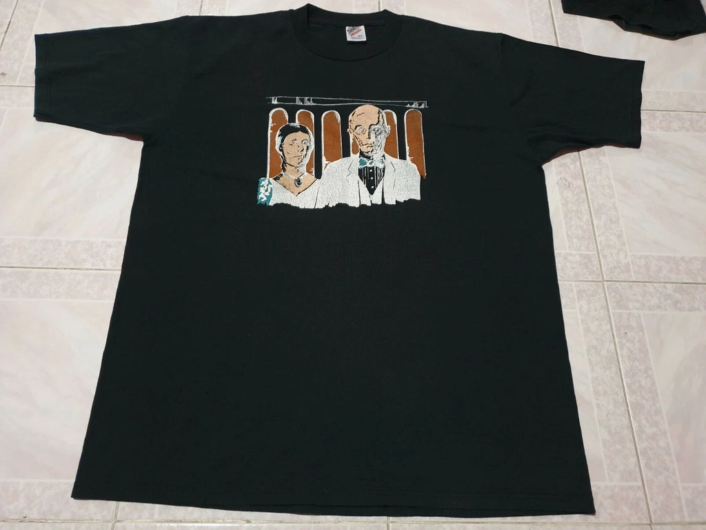Rare Vintage Parody American Gothic Grant Wood 90s - Adult & Kids T-Shirts, Sweatshirts & Hoodies apparel design preview 1