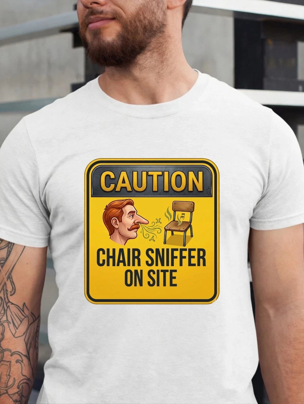 Caution Chai Chair Sniffer On Party Meme -Birthday - Adult & Kids T-Shirts, Sweatshirts & Hoodies apparel design preview 1