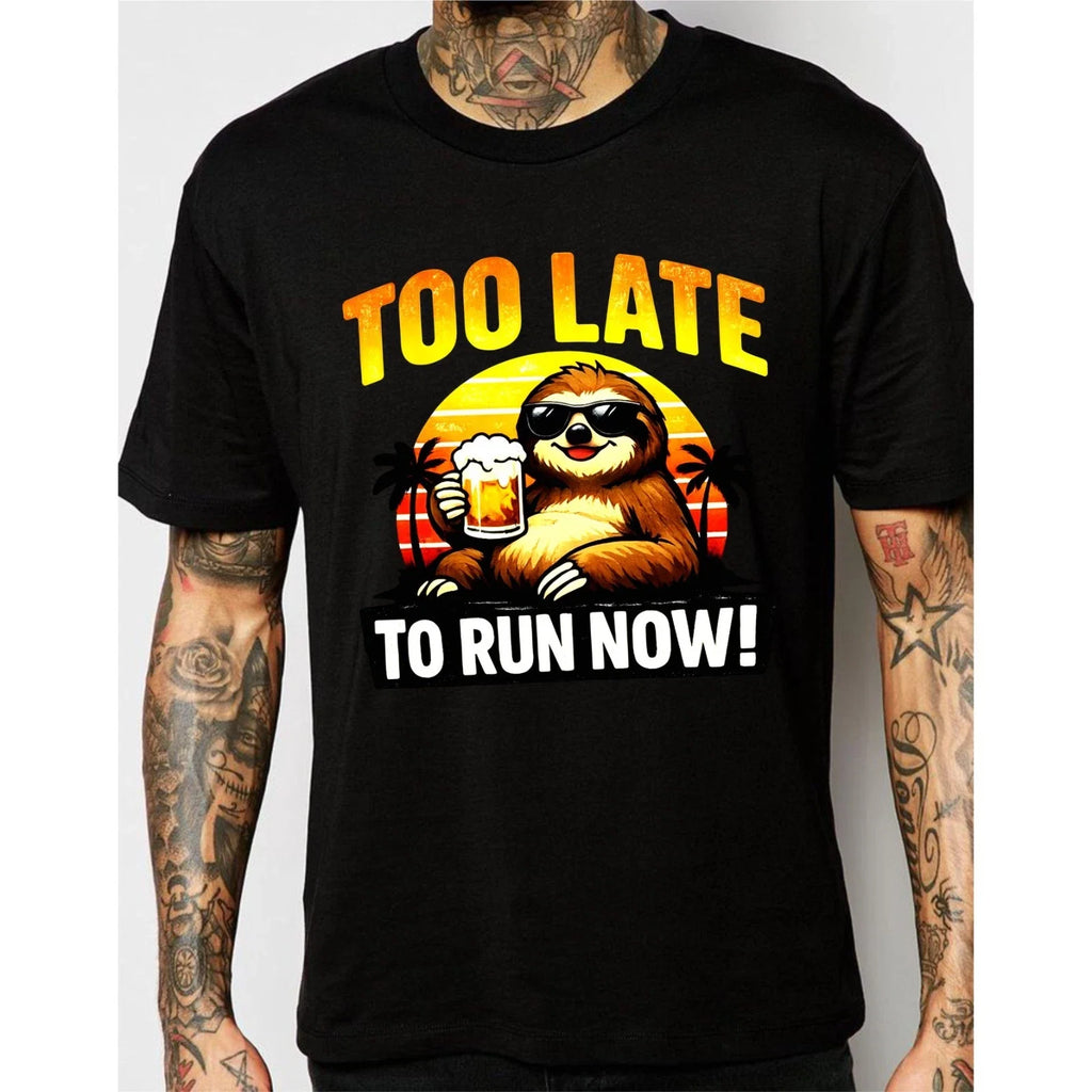 Funny Sloth Drinking Beer Lazy Mode Retro Sunset - Adult & Kids T-Shirts, Sweatshirts & Hoodies apparel design preview 1