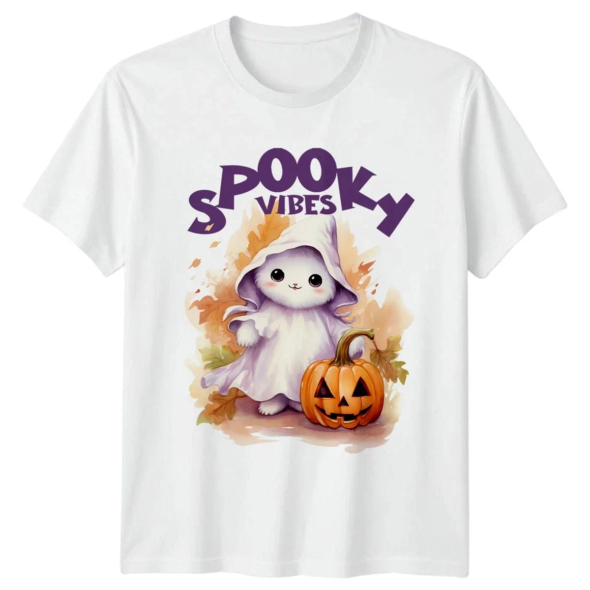 Spooky Vibes Cute Halloween Kawaii Ghost Cat Gift - Adult & Kids T-Shirts, Sweatshirts & Hoodies apparel design preview 1