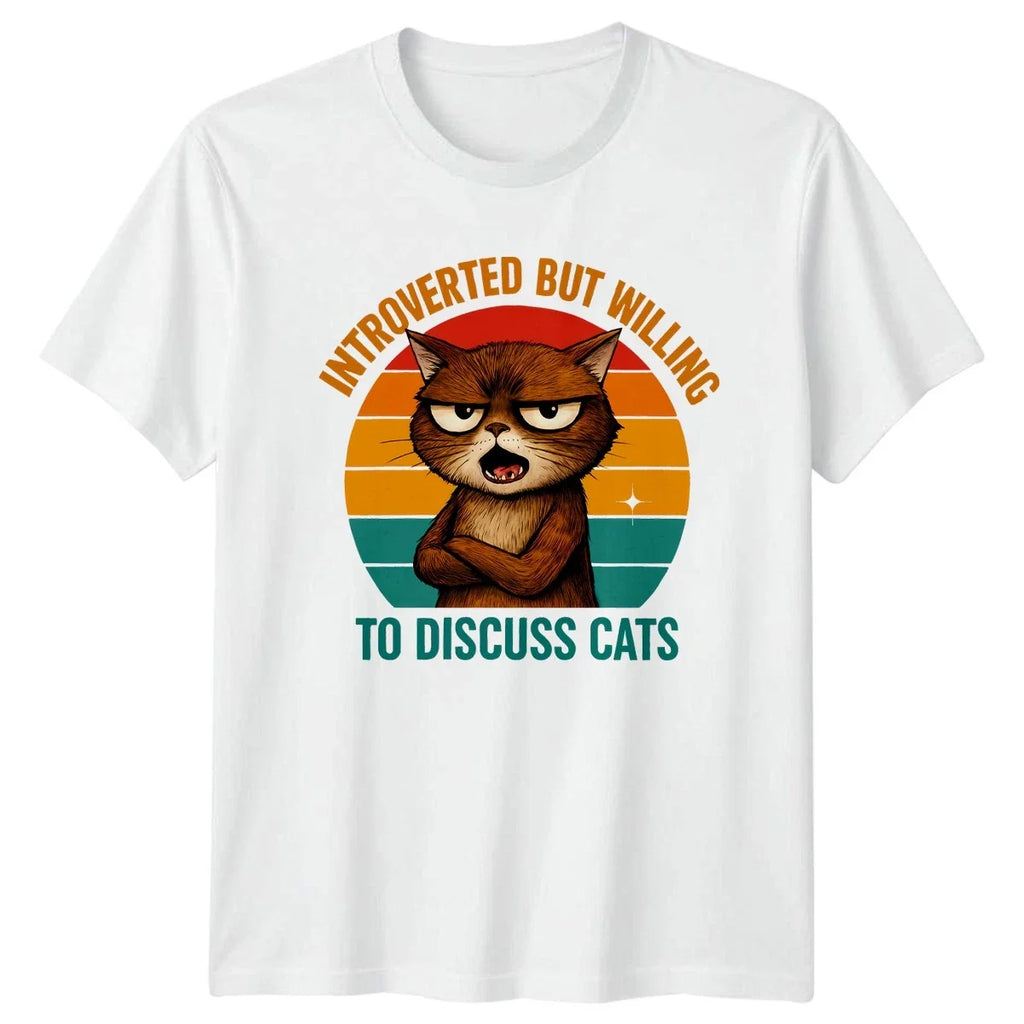 Introverted But Willing To Discuss Funny Cat Retro - Adult & Kids T-Shirts, Sweatshirts & Hoodies apparel design preview 1