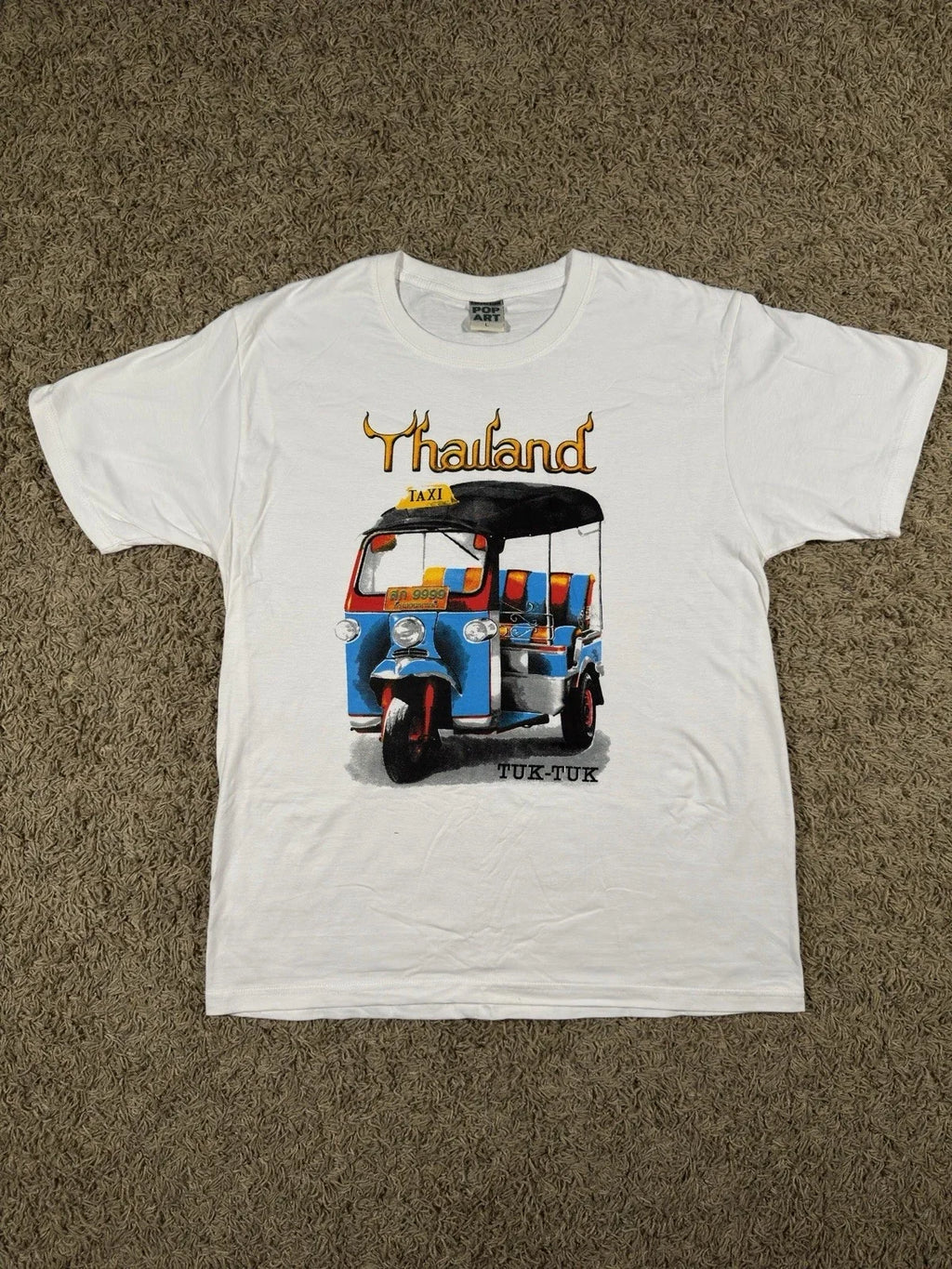 Vintage 90s Thailand Tuk-Tuk White Graphic Size Large - Adult & Kids T-Shirts, Sweatshirts & Hoodies apparel design preview 1