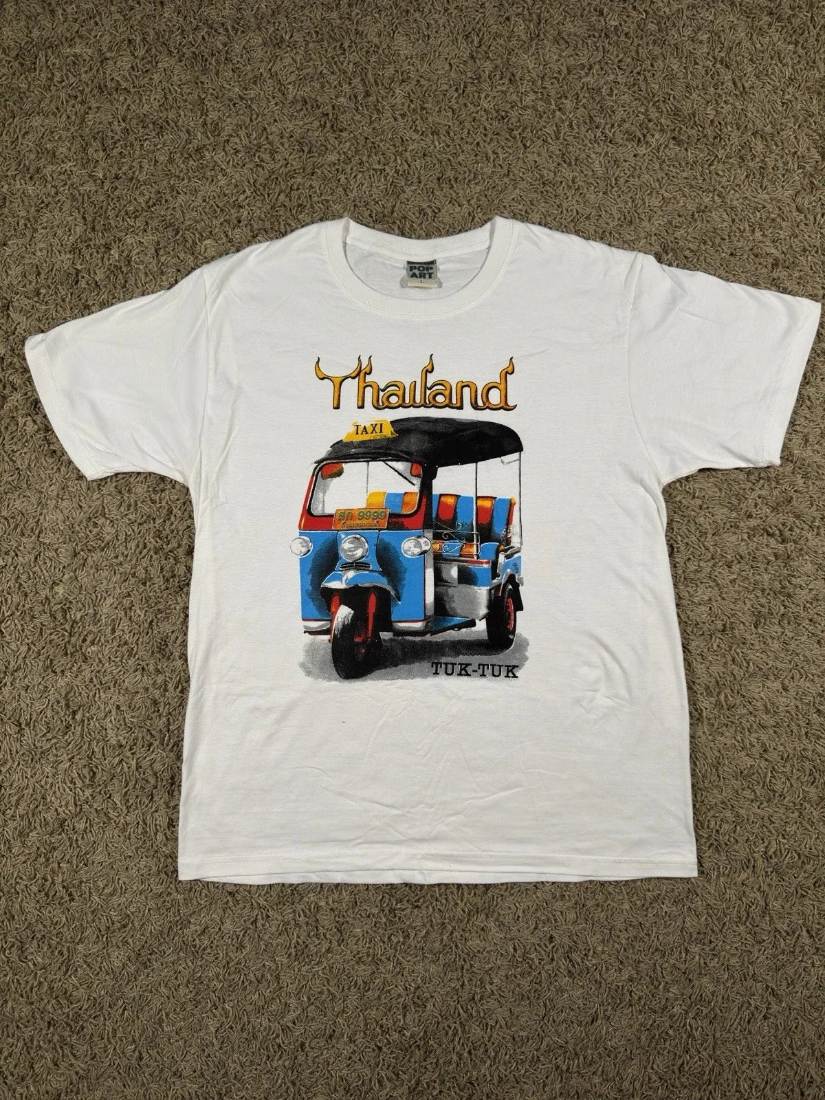 Vintage 90s Thailand Tuk-Tuk White Graphic Size Large - Adult & Kids T-Shirts, Sweatshirts & Hoodies apparel design preview 1