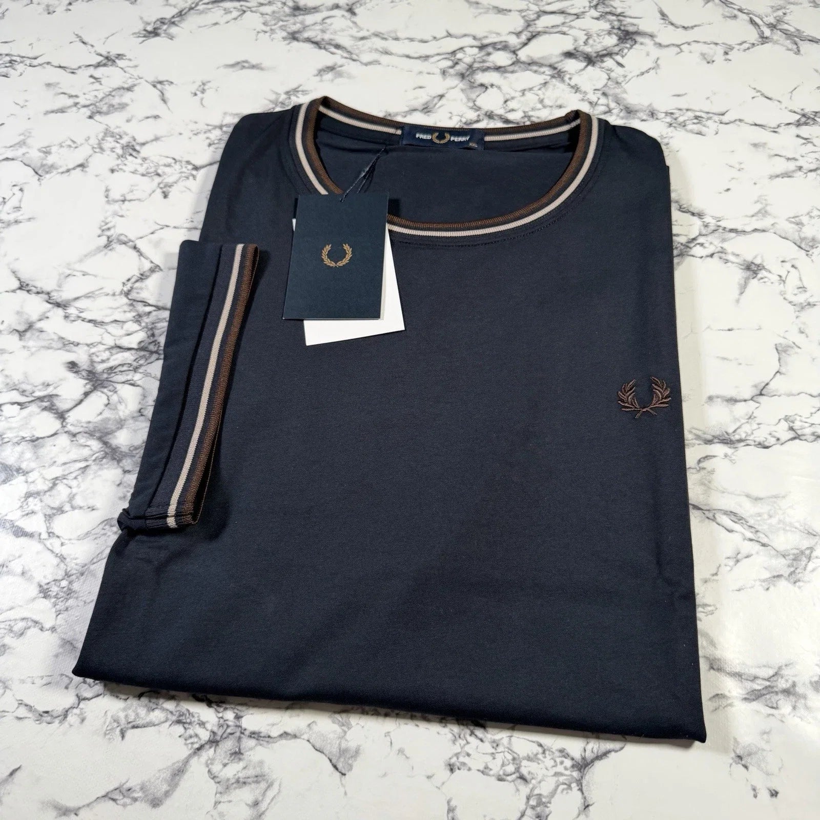 FRED PERRY Mens Navy Blue Twin Tipped SIZE 2XL XXL - Adult & Kids T-Shirts, Sweatshirts & Hoodies apparel design preview 1