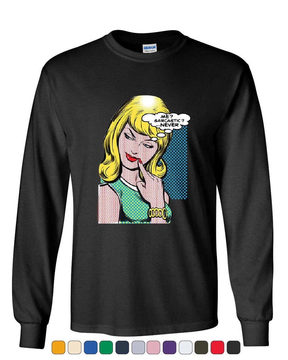Me Sarcastic Never Funny Vintage Comic Pop Art - Adult & Kids T-Shirts, Sweatshirts & Hoodies apparel design preview 1
