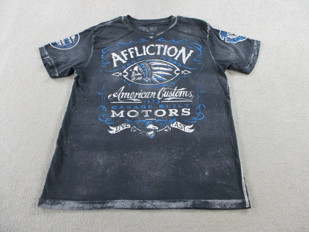 Affliction Mens XL Blue Indian Chief Skull Y2K Grunge - Adult & Kids T-Shirts, Sweatshirts & Hoodies apparel design preview 1