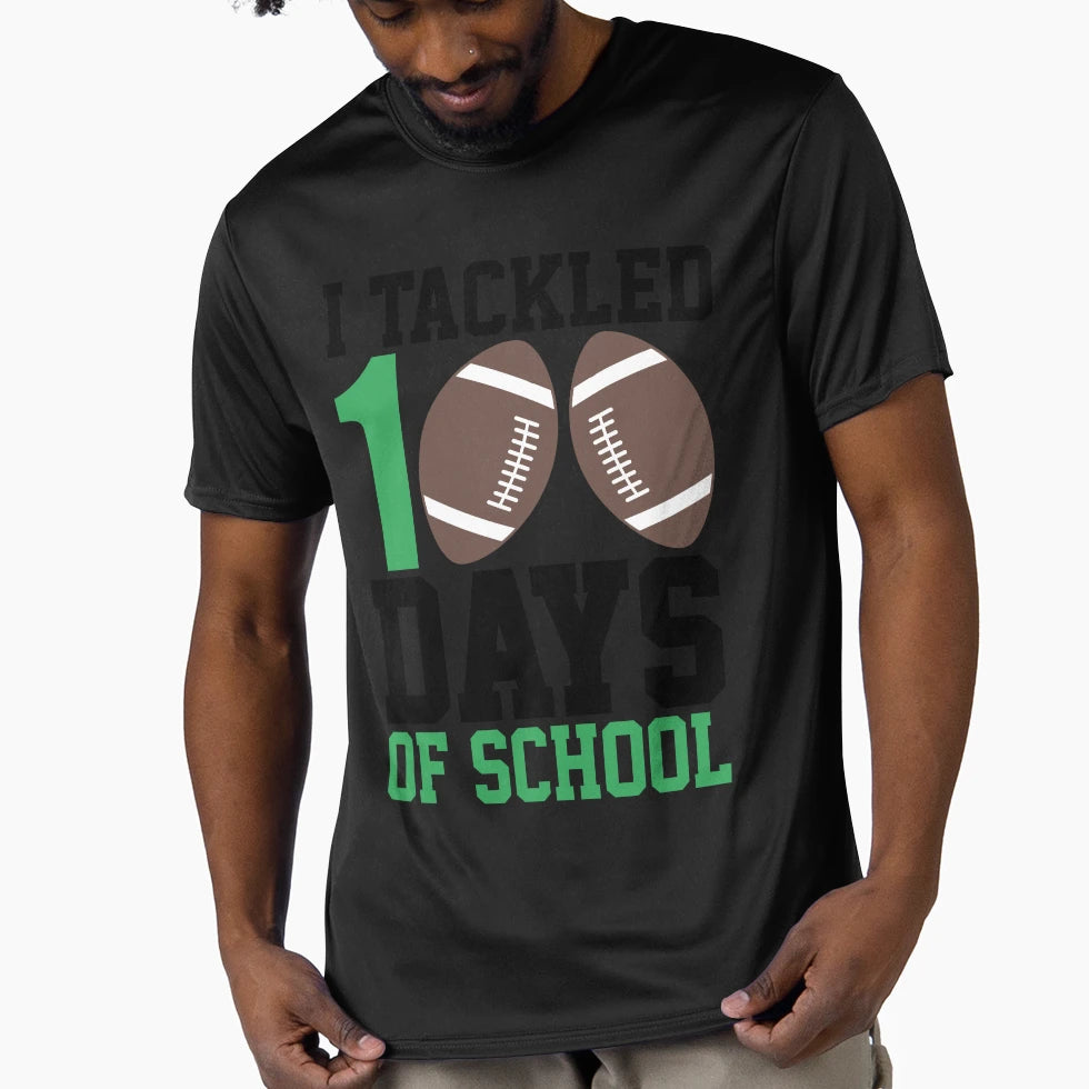 I Tackled 100 Days School Football T-Shirt - Custom Art Print for Adults - T-Shirt, Sweatshirt, Hoodie
