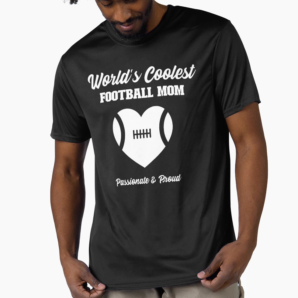 Worlds Coolest Football Mom T-Shirt - Fun Novelty Design Unisex - T-Shirt, Sweatshirt, Hoodie